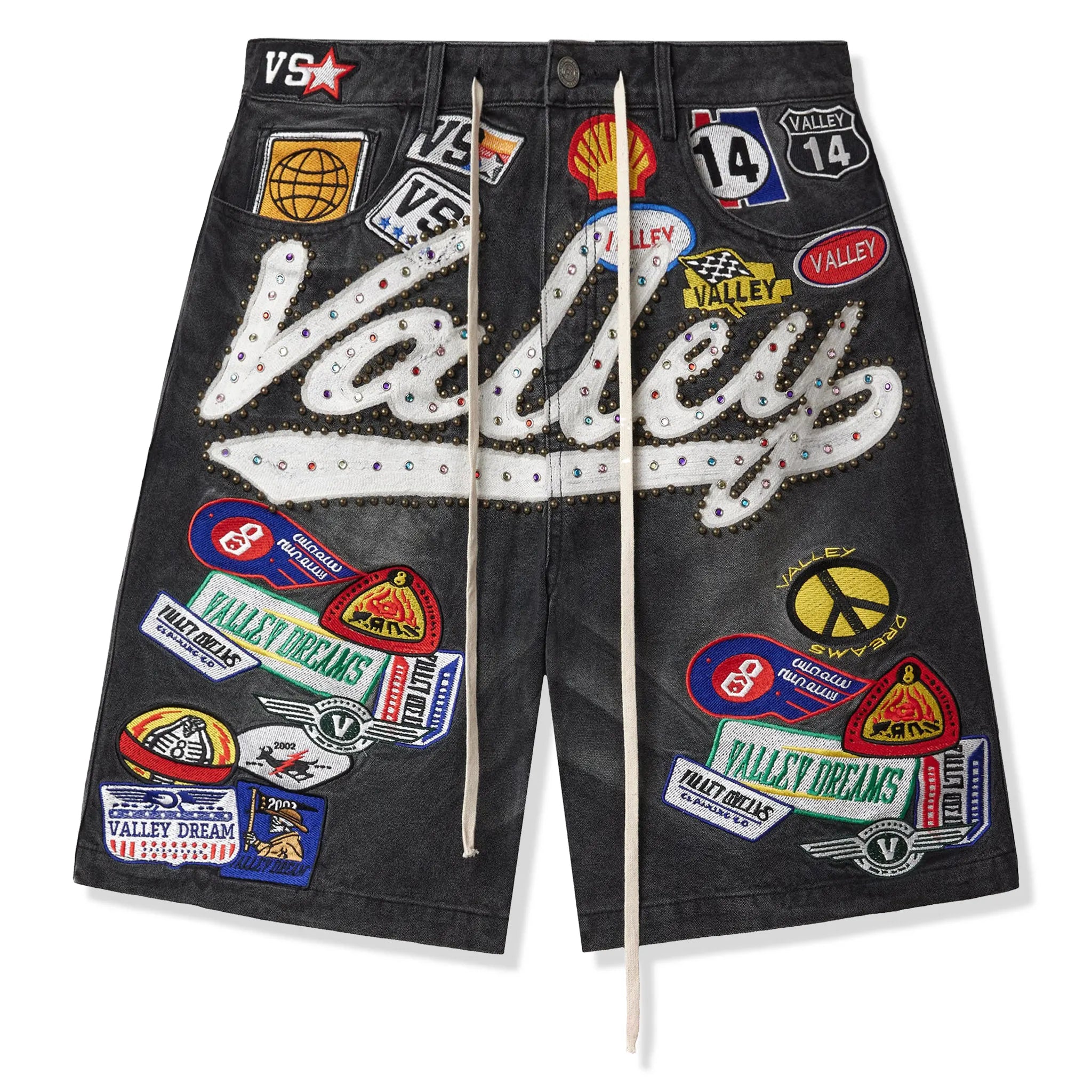 Front View of Vale Forever Valley Dreams 1980s Black Shorts